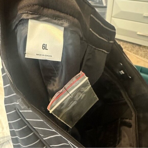 Express Editor Mid Rise Pinstripe Trouser Pant Black & White Size 6 Long - Picture 9 of 10